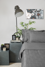 סט מצעים יחיד 5 חלקים כותנה סאטן דגם HUDSON בצבע אפור