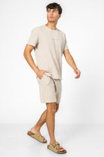 חליפת פנאי קצרה וופל PIERRE CARDIN בצבע בז'