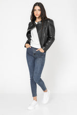 מעיל בייקר עם שרוולים בצבע שחור