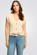 קרדיגן ללא שרוולים בצבע שמנת