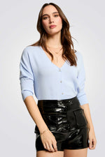 קרדיגן שרוולי 3/4 בצבע תכלת