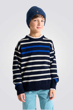 סוודר לילדים בצבע כחול עם פסים | אוקיידי