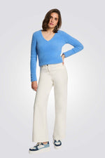 סוודר עם שרוולים ארוכים וצווארון V לנשים | מורגן