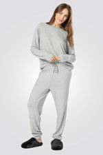 סט פיג'מת מעבר בטקסטורת פסים