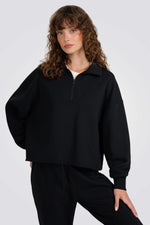 סווטשירט עם חצי רוכסן ובגזרה רחבה לנשים | 4F