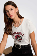 טישירט הדפס בחזית ROCK & ROLL