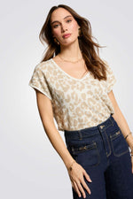 חולצת סריג הדפס מנומר