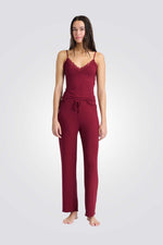 סט פיג’מה שני חלקים מסריג ריב עם פרטי תחרה NETTIE לנשים | איתם