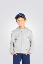 סווטשירט לילדים בצבע אפור עם קפוצ'ון