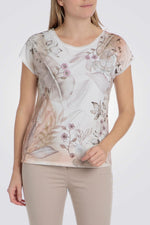 טישירט הדפס פרחוני עם דיטיילס רקומים