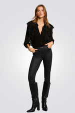 מכנסיים צמודים בגימור דמוי עור מחוספס | מורגן