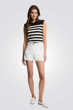 חולצת סריג קצרה לנשים עם פסים| מורגן