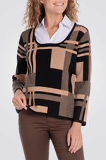 סריג עם צווארון דש מחובר