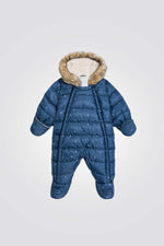 אוברול מעיל לתינוקות בצבע כחול עם הדפס חיות | אובייבי