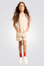 אוברול בד בצבע בז' לילדות