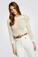 חולצת סריג פתוח בצבע שנהב