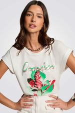 טישירט בצבע לבן הדפס Paradise