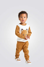 מכנסי סריג לתינוקות בצבע חום