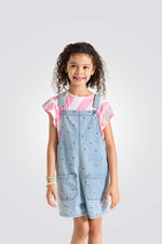 אוברול ג'ינס לילדות עם תותים רקומים