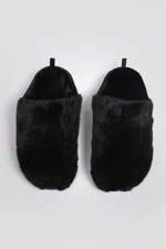 נעלי בית פרוותיות בצבע שחור לנשים