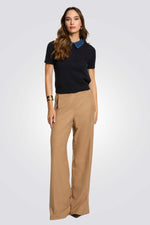 חולצת סריג עם שרוולים קצרים וצווארון | מורגן