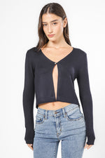 סריג כפתורים בצבע נייבי