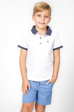 חולצת פולו פיקה לבנה בנים