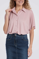 חולצה אלגנטית קצרה ורוד מטאלי