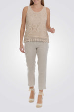 מכנס פשתן בצבע בז'