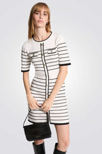 שמלת סריג קצרה הדפס פסים