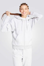 סווטשירט קפוצ'ון לנשים בצבע אפור