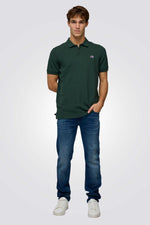 חולצת פולו בצבע ירוק כהה עם לוגו | צ'מפיון