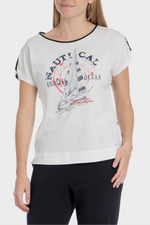 חולצת טי שירט בצבע טלק עם הדפס