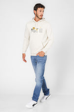 סווטשירט קפוצ'ון לגברים Essentials בצבע בז'