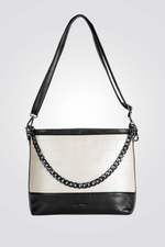 תיק יד בצבע שחור - שמנת