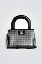 תיק צד satchel לנשים בצבע שחור כסוף