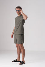 מכנסי ברמודה חוט בוקלה לגברים