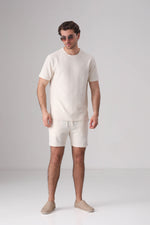 מכנסי ברמודה חוט בוקלה לגברים