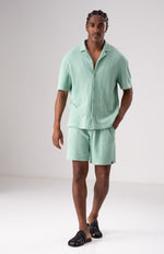 מכנס ברמודה סריג בטקסטורת משבצות