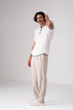 מכנסיים סמי פורמל בגזרה רחבה עם שני פנסים