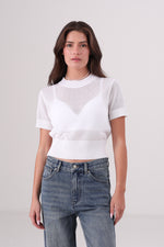 חולצת סריג עם שרוולים קצרים לנשים