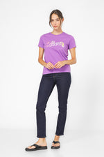 טישירט הדפס לוגו בצבע סגול