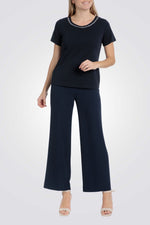 מכנסיים ארוכים מתרחבים בצבע נייבי