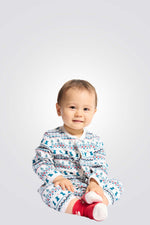 אוברול פיג'מה לתינוקות עם הדפס צבעוני