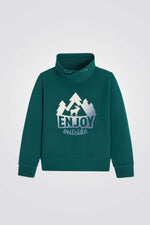 סווטשירט צווארון מעטפת לילדים בצבע ירוק