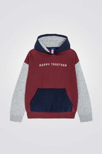 סווטישירט קפוצ'ון לילדים בצבע אדום עם שרוול אפור