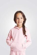 סווטשירט עם קפוצ'ון לילדות בצבע ורוד