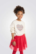 סווטשירט לילדות בצבע לבן עם לב צבעוני