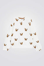 סווטישירט לילדות בצבע לבן עם הדפס שועלים