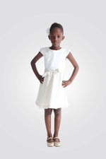 שמלה אלגנטית לילדות בצבע לבן וזהב